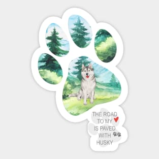 Pawprint Husky Sticker